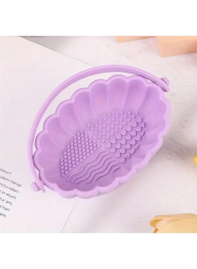Purple Makeup Brush Cleaning Bowl With Drying Rack For Brushes And Powder Puffs - Image 4